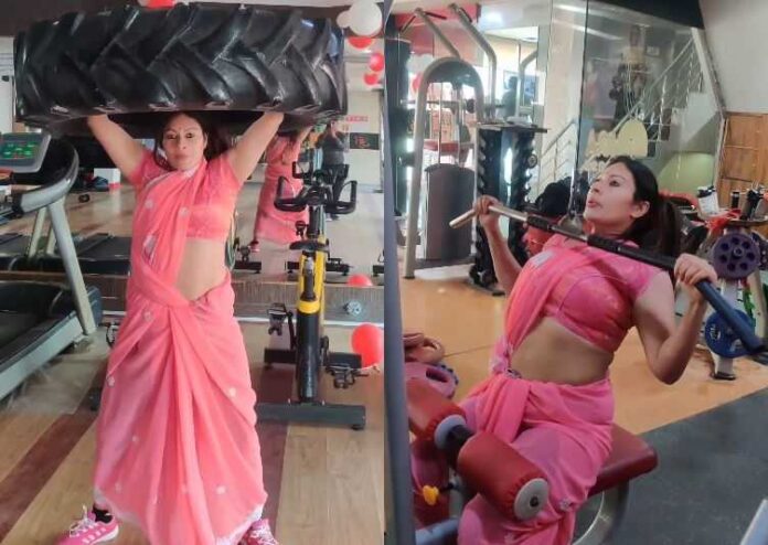 Exercise with Saree viral video